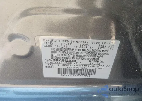 2018 Nissan Versa 1.6 Sv z USA, uszkodzony, nr VIN 3N1CN7AP4JL817031